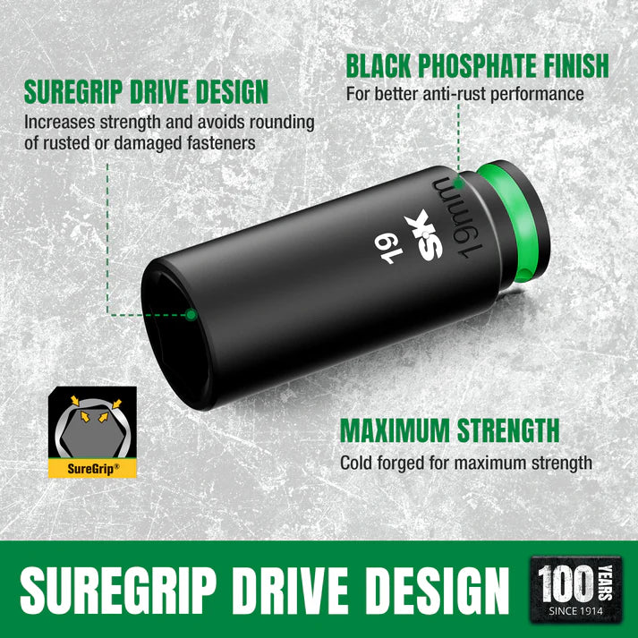 SK 12-Piece 3/8" Drive Deep Metric Impact Socket Set