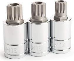 Titan 16083 3-Piece 1/2 in. Drive Tamper-Res XZN Bit Socket Set