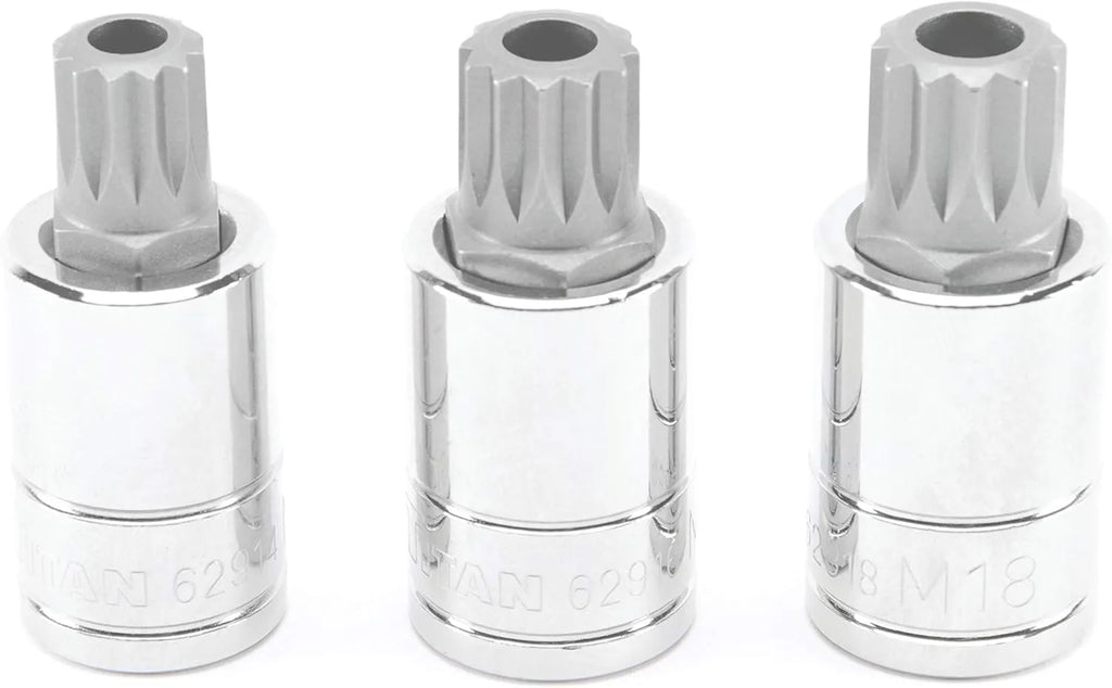 Titan 16083 3-Piece 1/2 in. Drive Tamper-Res XZN Bit Socket Set
