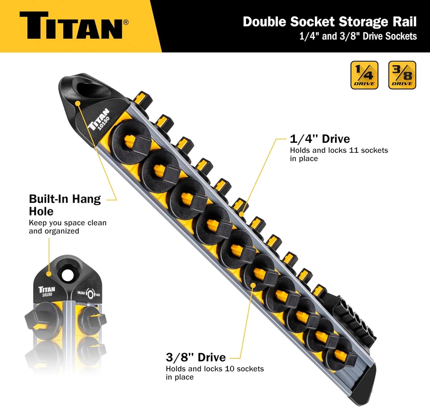Titan 10150 Dual Socket & Bit Storage Rail