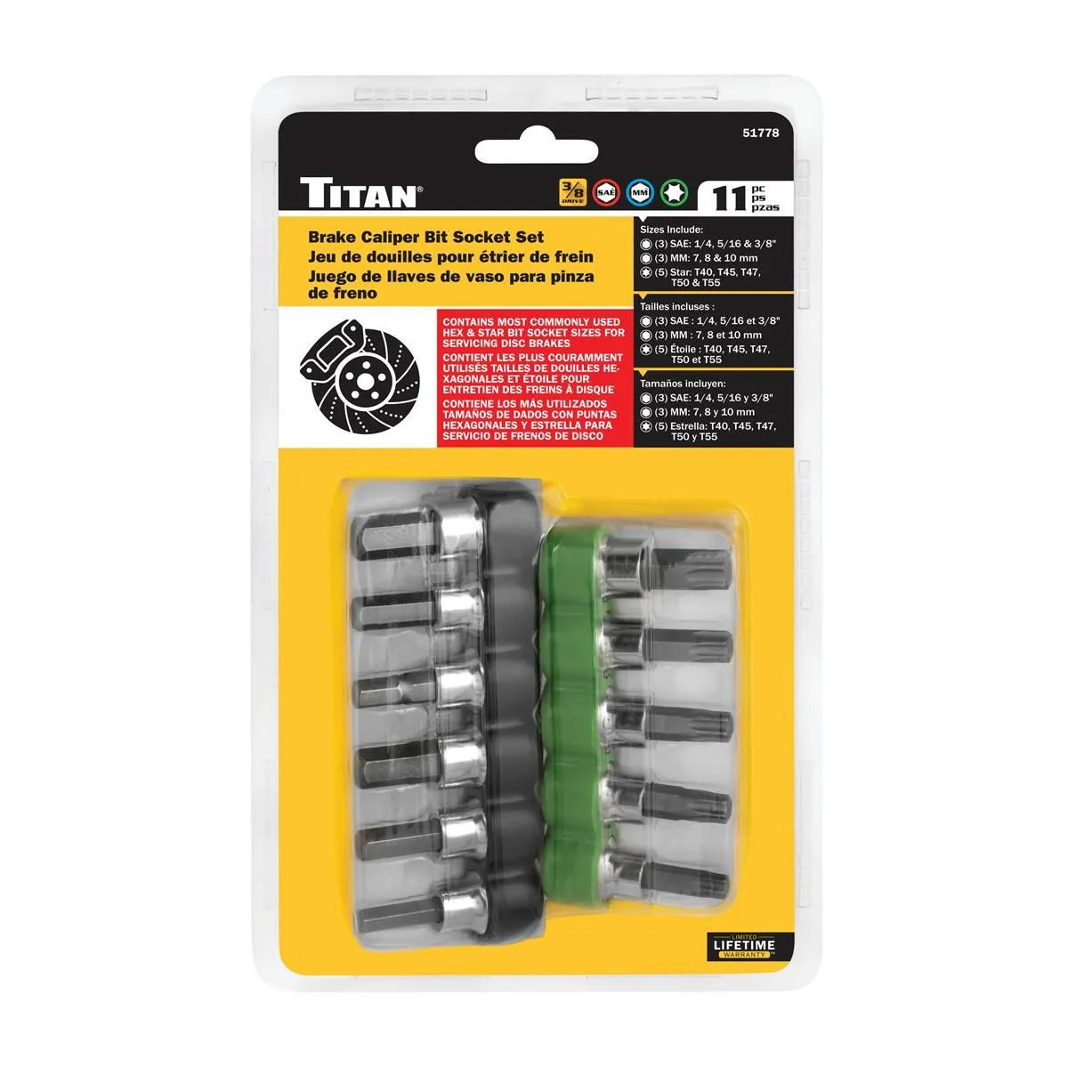 Titan 51778 11-Piece Brake Caliper Bit Sockets