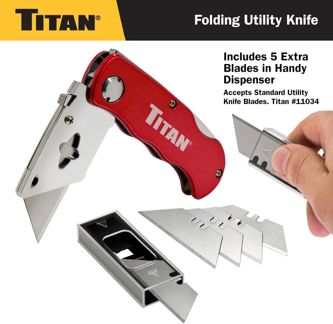 Titan 11015 Red Folding Utility Knife