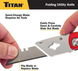 Titan 11015 Red Folding Utility Knife