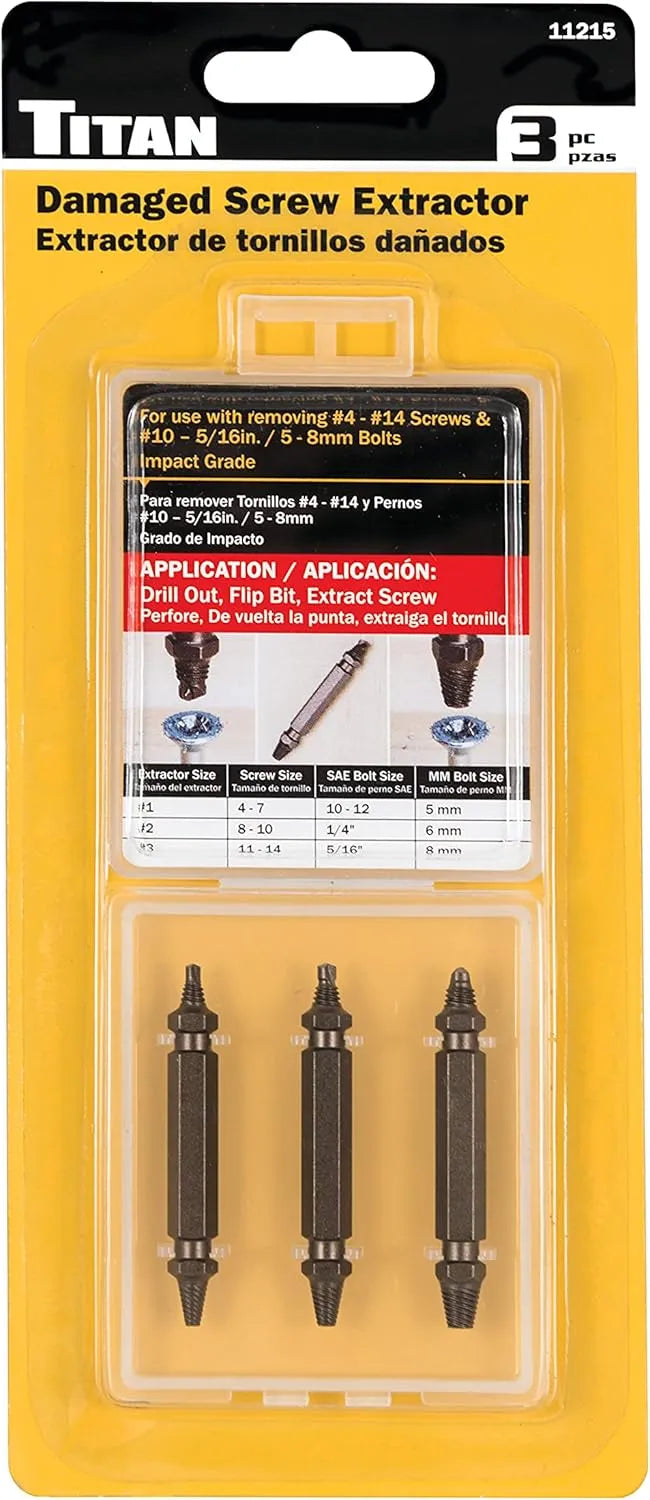Titan 11215 3-Piece Damaged Screw Extractor Set