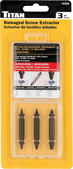 Titan 11215 3-Piece Damaged Screw Extractor Set