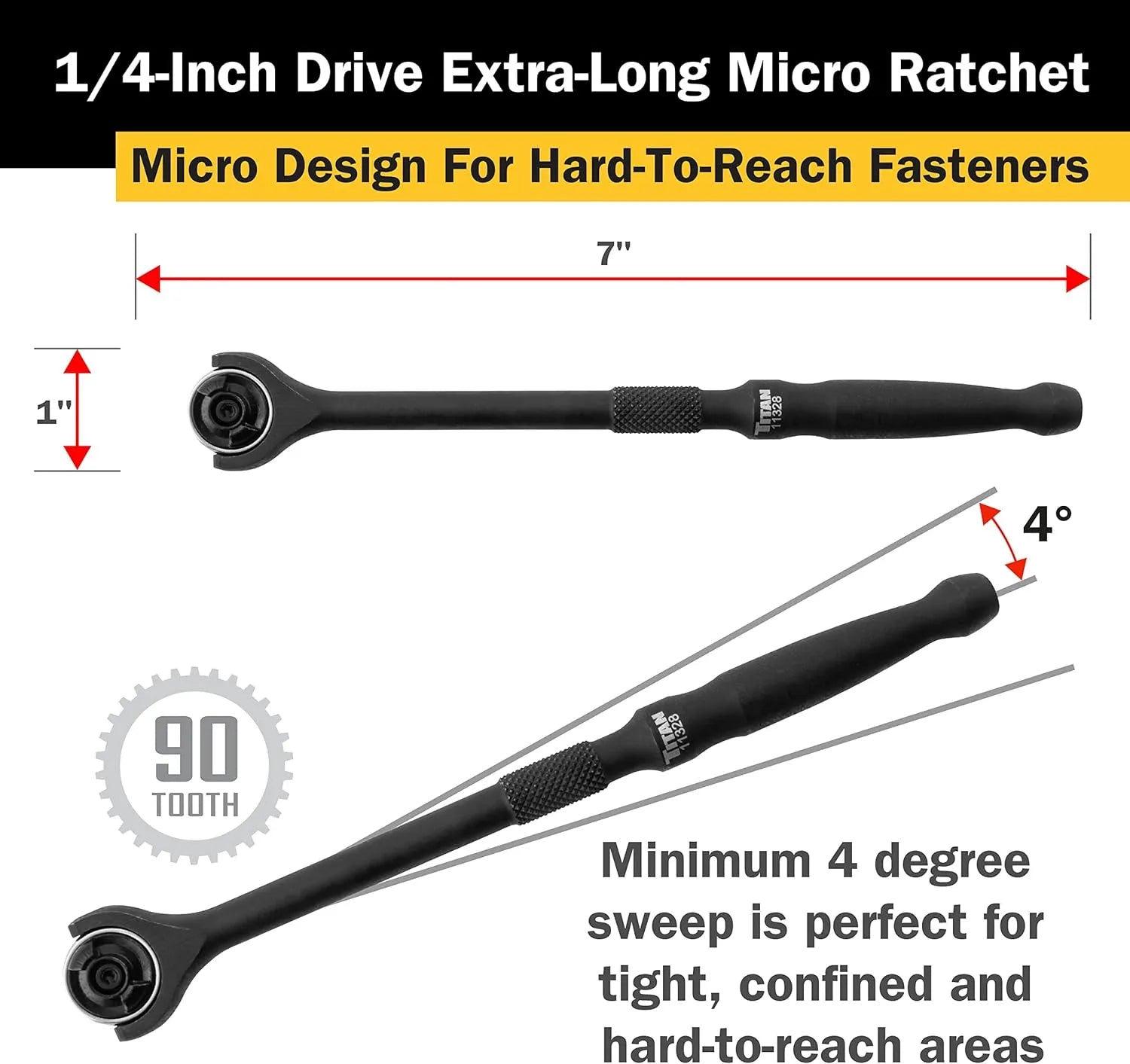 Titan 11328 Extended Swivel Micro Ratchet