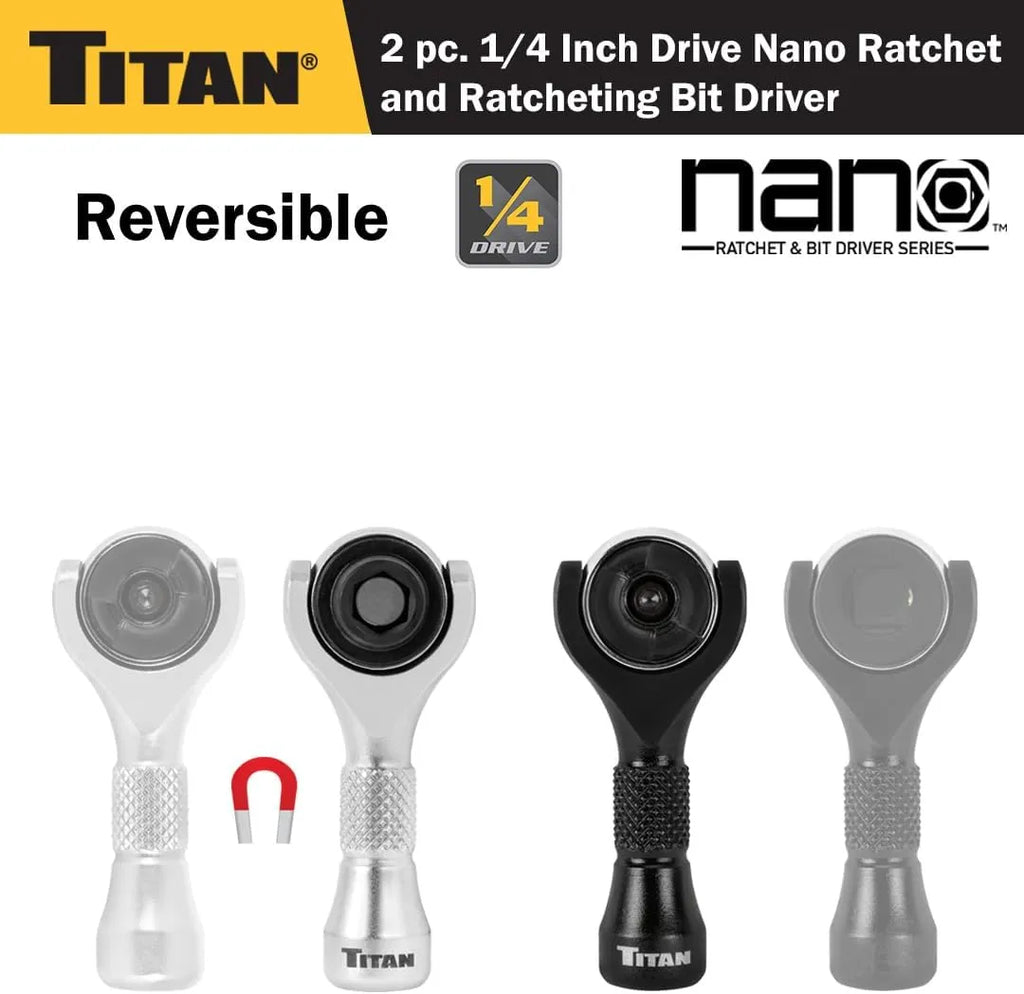 Titan 11332 2-Piece Nano Ratchet & Bit Driver Set