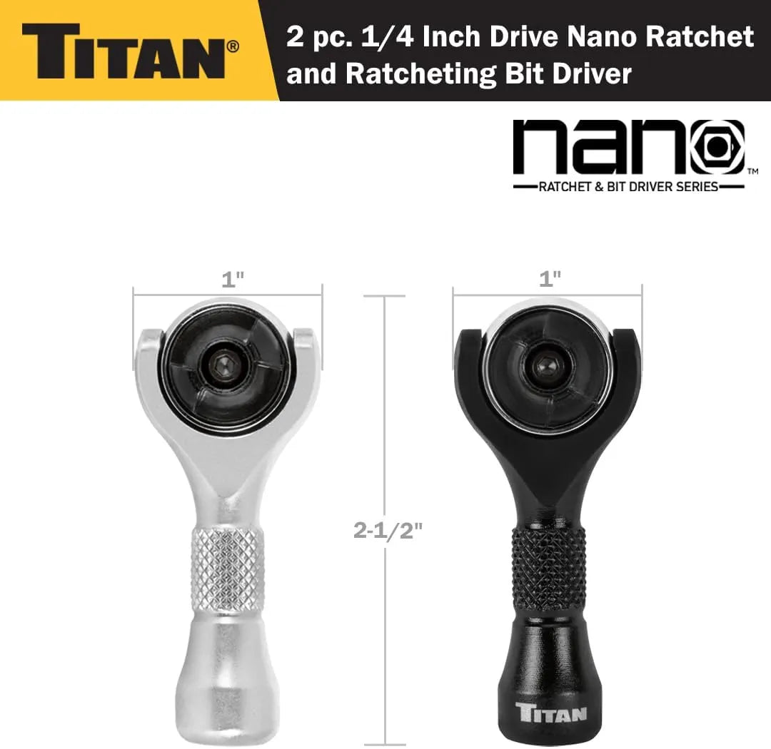 Titan 11332 2-Piece Nano Ratchet & Bit Driver Set