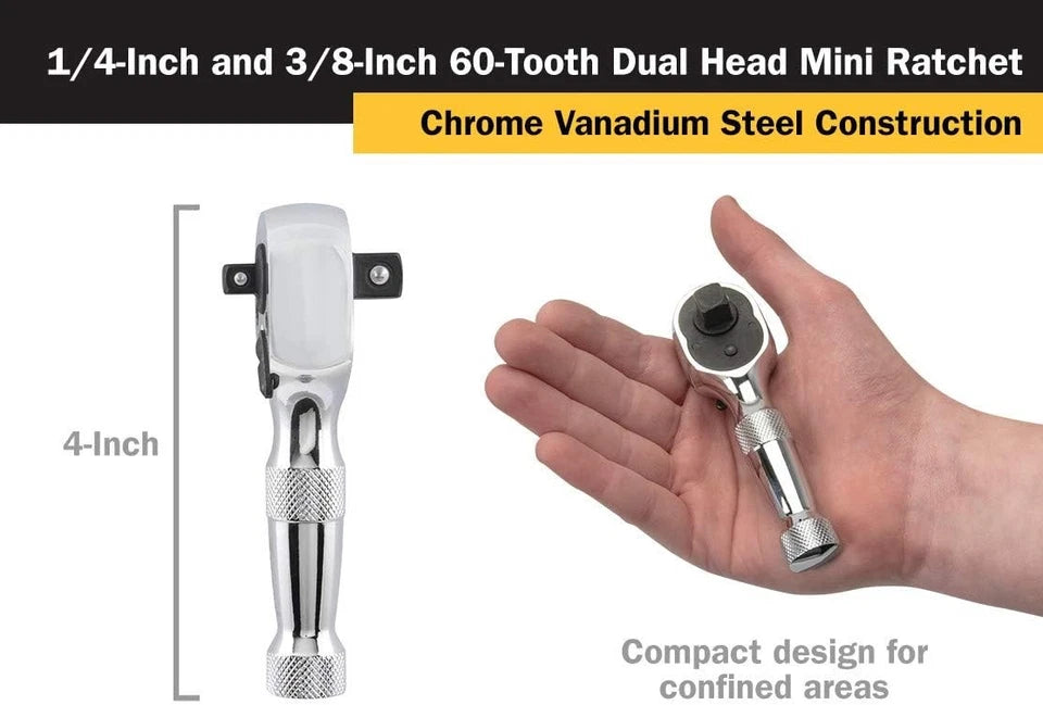 Titan 12103 1/4 in. & 3/8 in. Dual Drive Mini Ratchet