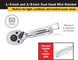 Titan 12103 1/4 in. & 3/8 in. Dual Drive Mini Ratchet