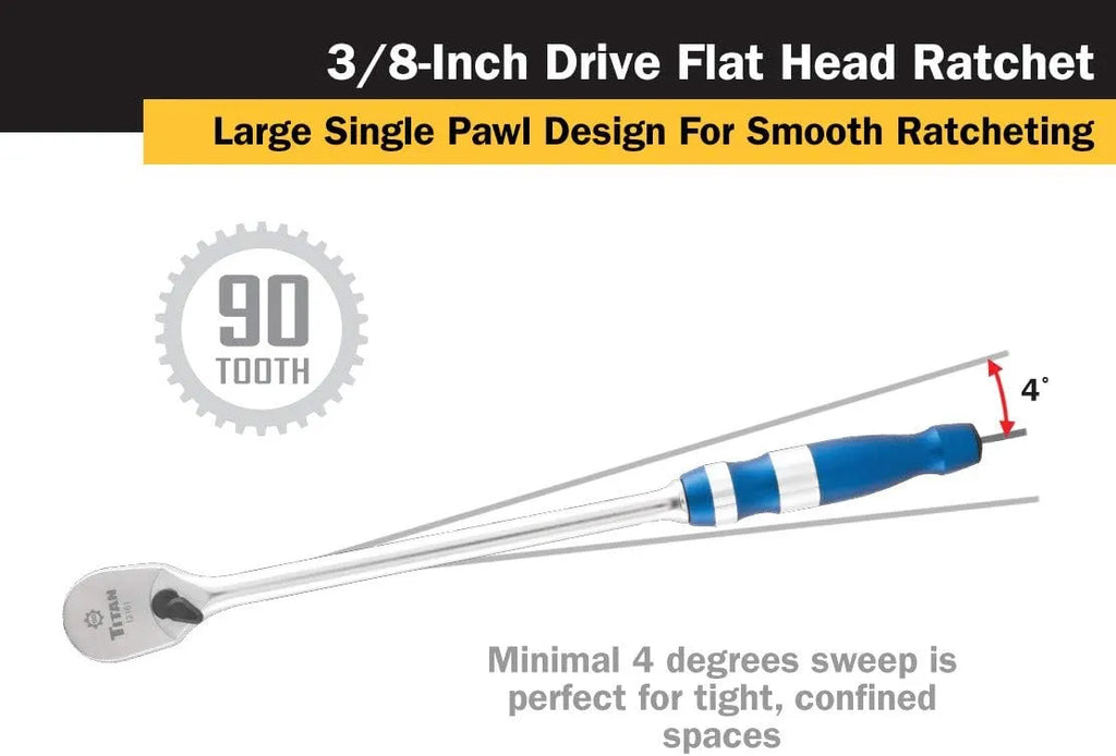Titan 12161 3/8 in. Drive 12 in. 90 Tooth Ratchet