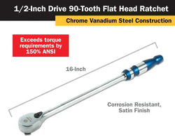 Titan 12162 1/2 in. Drive 16 in. 90 Tooth Ratchet