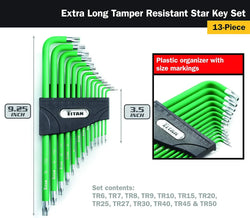Titan 12715 13-Piece Tamper-Res Star Long Key Set