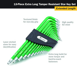Titan 12715 13-Piece Tamper-Res Star Long Key Set