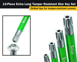 Titan 12715 13-Piece Tamper-Res Star Long Key Set