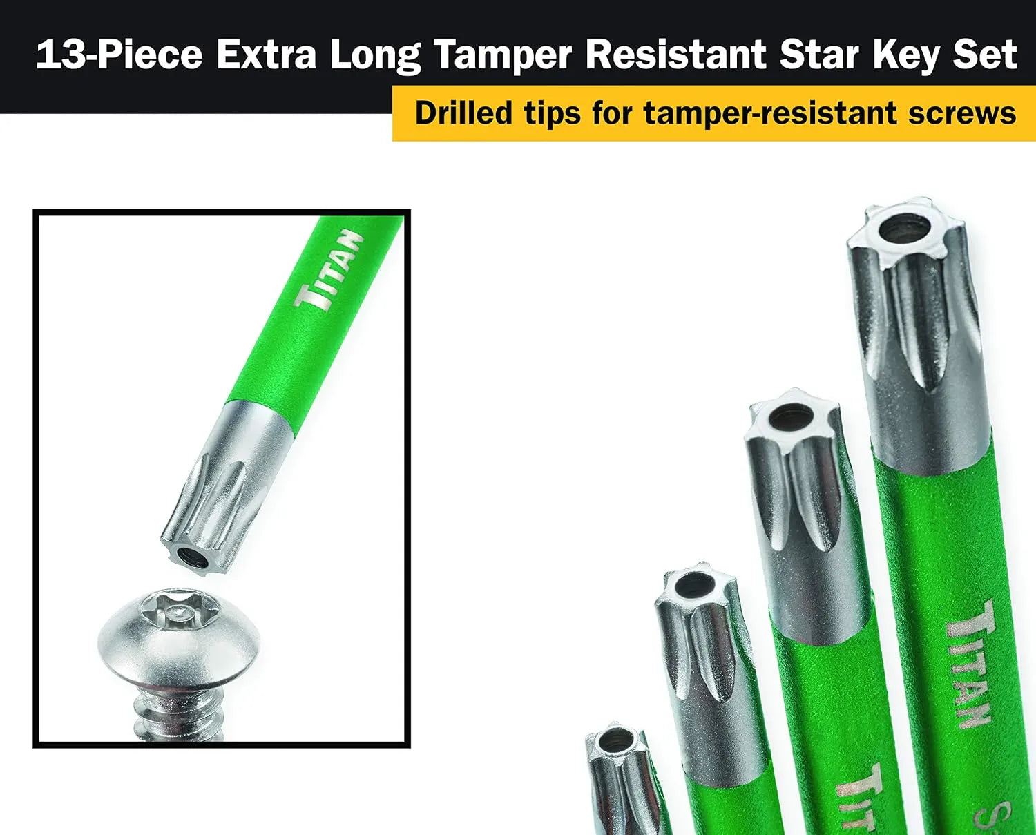 Titan 12715 13-Piece Tamper-Res Star Long Key Set