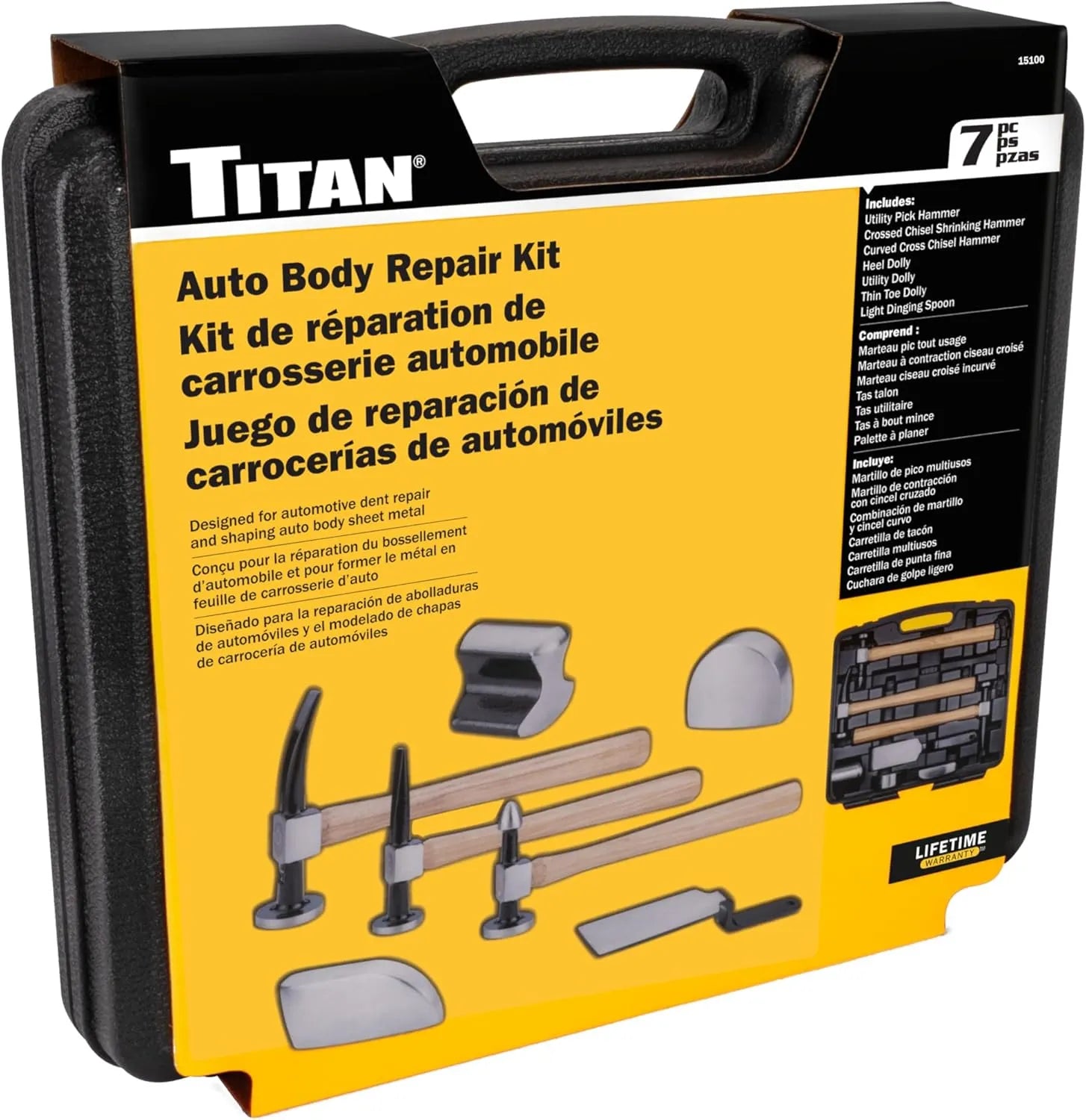 Titan 15100 7-Piece Automotive Body Hammer & Dolly Set