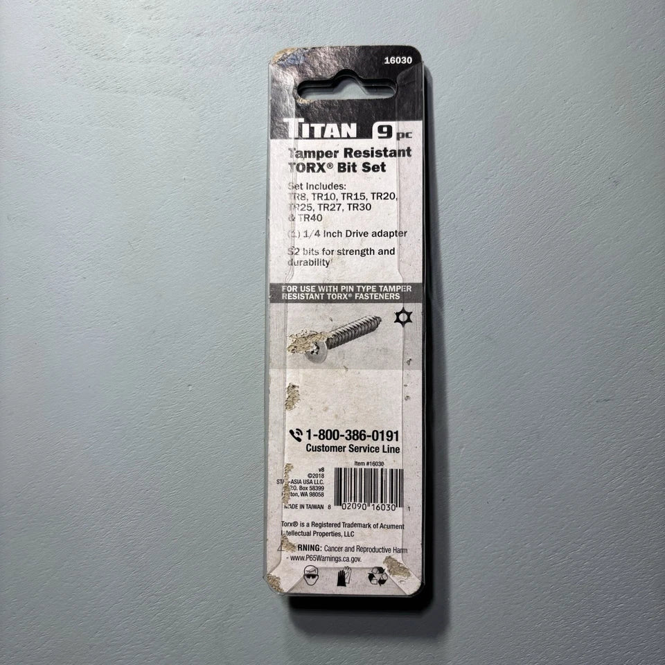 Titan 16030 9-Piece Tamper-Resistant Torx Bit Set
