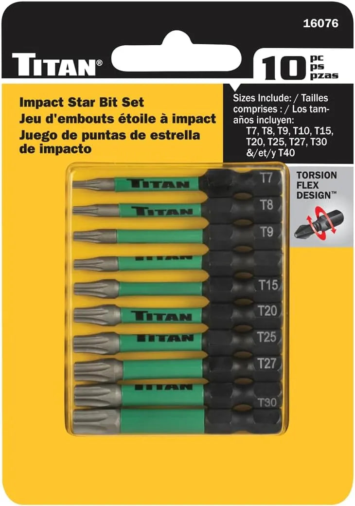 Titan 16076 10-Piece Impact Star Bit Set