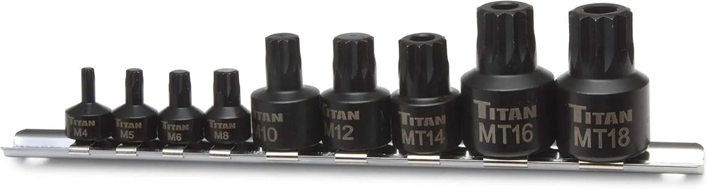 Titan 16138 9-Piece Stubby XZN Triple Square Impact Bit Socket Set