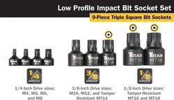 Titan 16138 9-Piece Stubby XZN Triple Square Impact Bit Socket Set