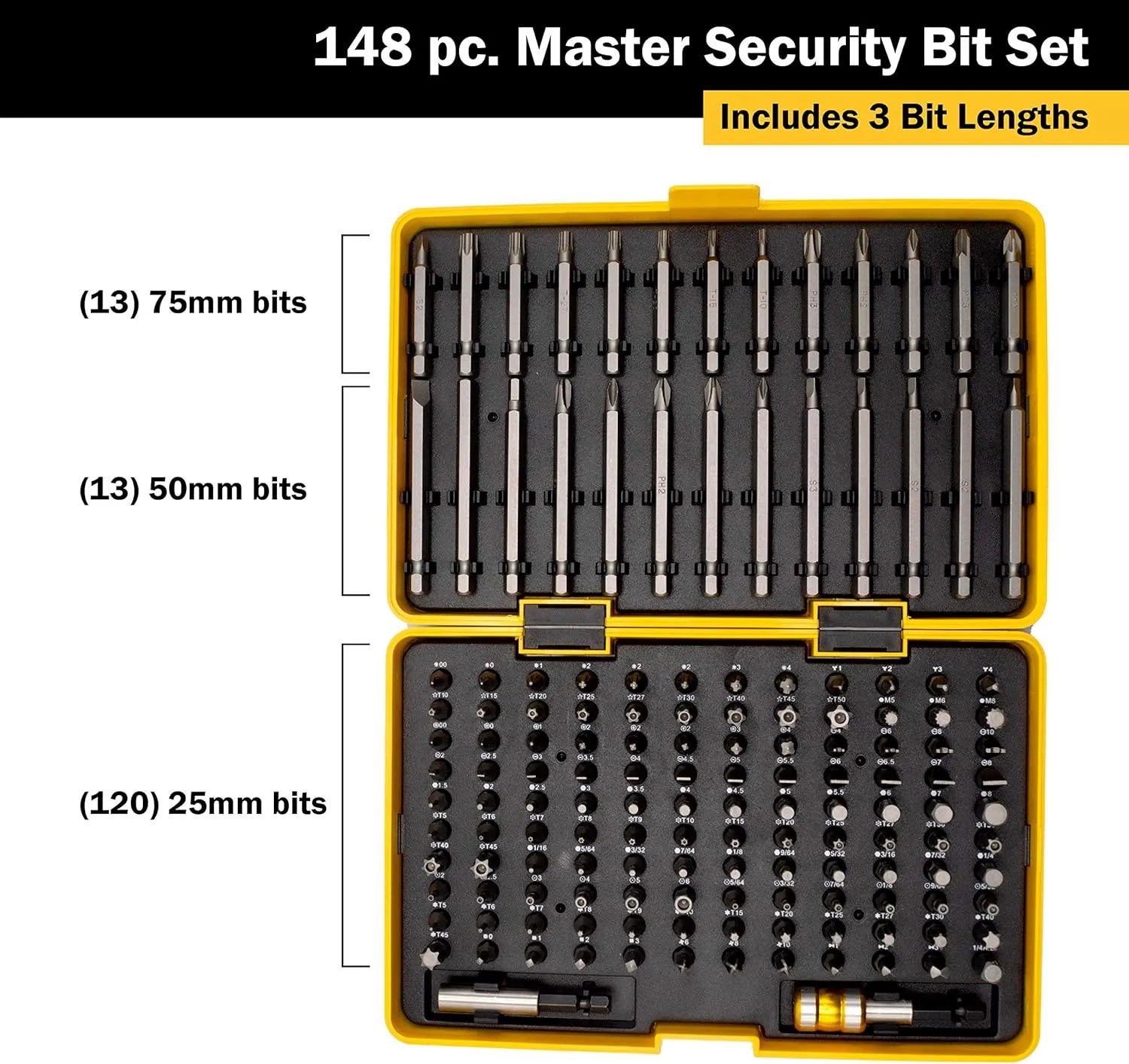 Titan 16148 148-Piece SAE & Metric Security Bit Set