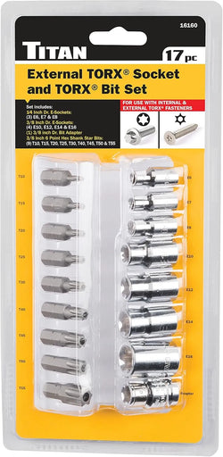 Titan 16160 17-Piece External Star Socket & Bit Set
