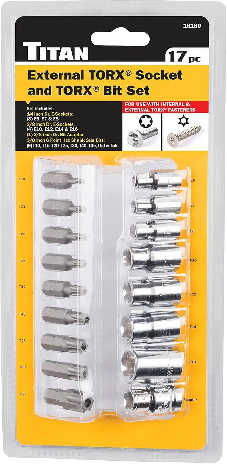 Titan 16160 17-Piece External Star Socket & Bit Set