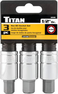 Titan 16162 3-Piece 1/2 in. Drive SAE Hex Bit Socket Set