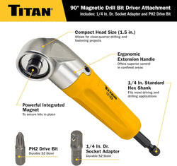 Titan 16189 90° Magnetic Drill & Bit Driver