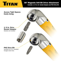 Titan 16189 90° Magnetic Drill & Bit Driver