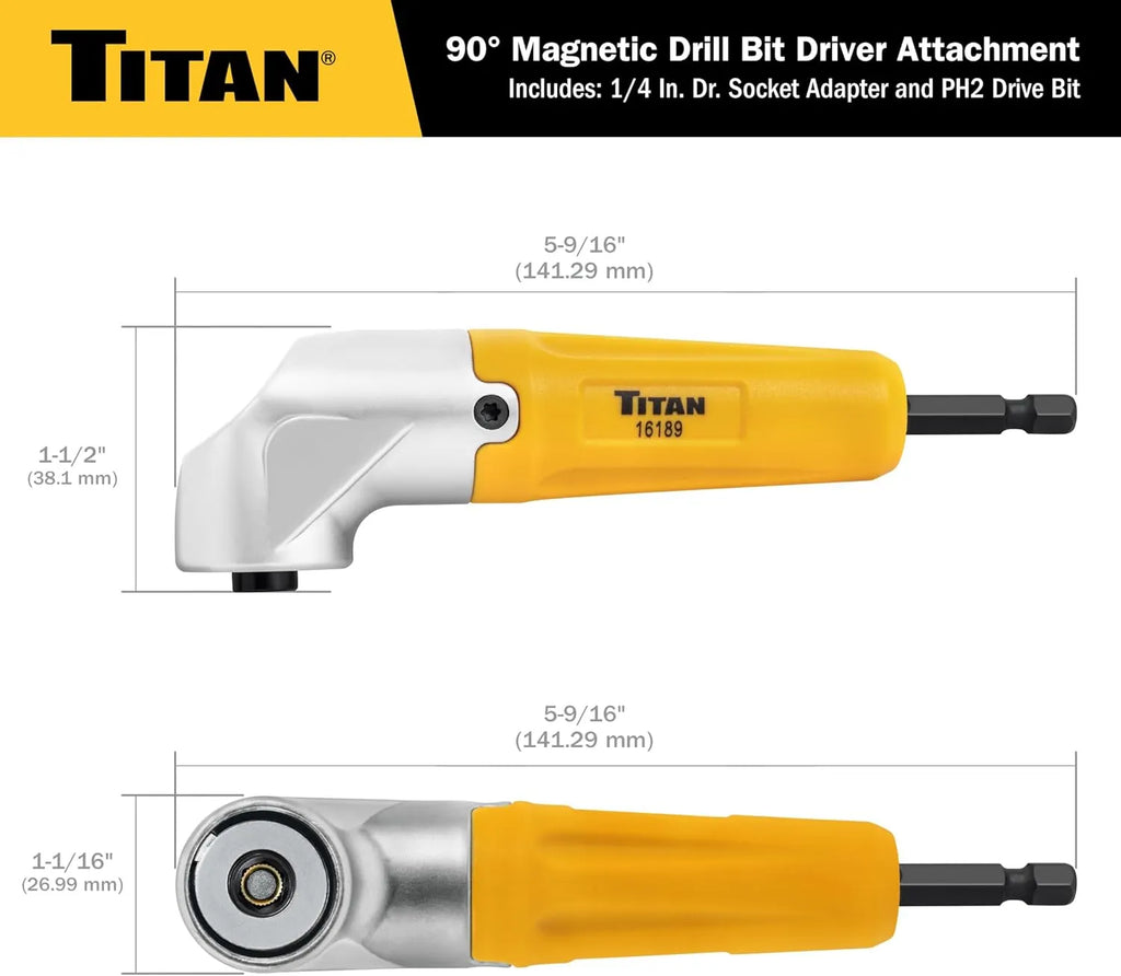 Titan 16189 90° Magnetic Drill & Bit Driver
