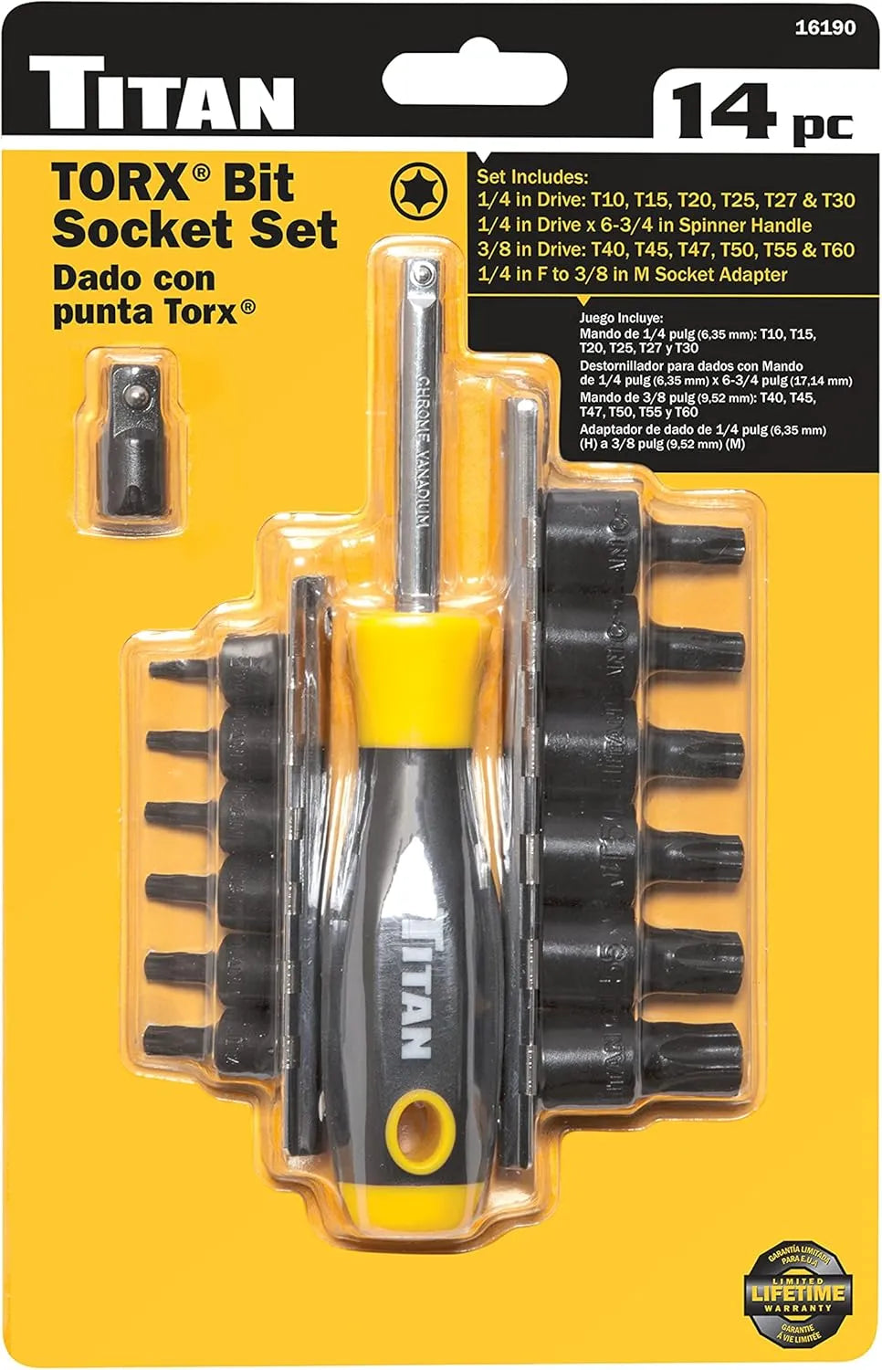Titan 16190 14-Piece Torx Bit Socket Set