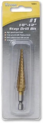 Titan 16501 1/8-Inch to 1/2-Inch #1 Step Drill Bit