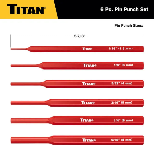 Titan 17073 6-Piece Pin Punch Set