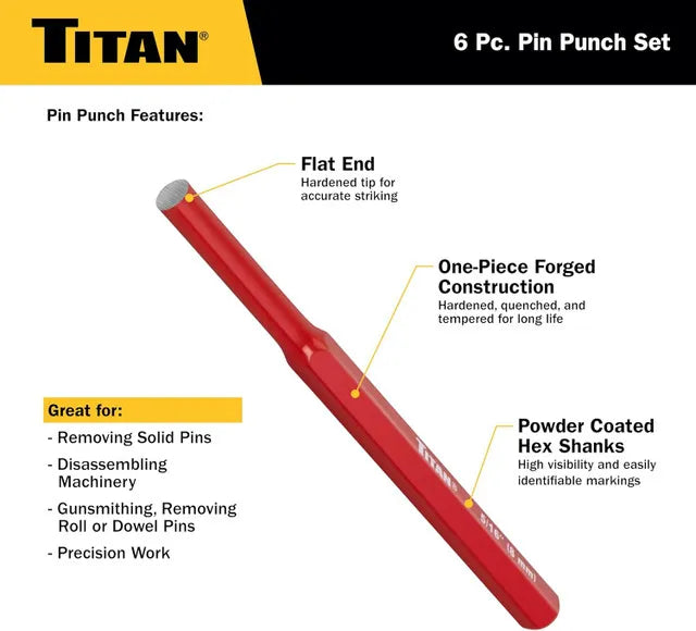 Titan 17073 6-Piece Pin Punch Set