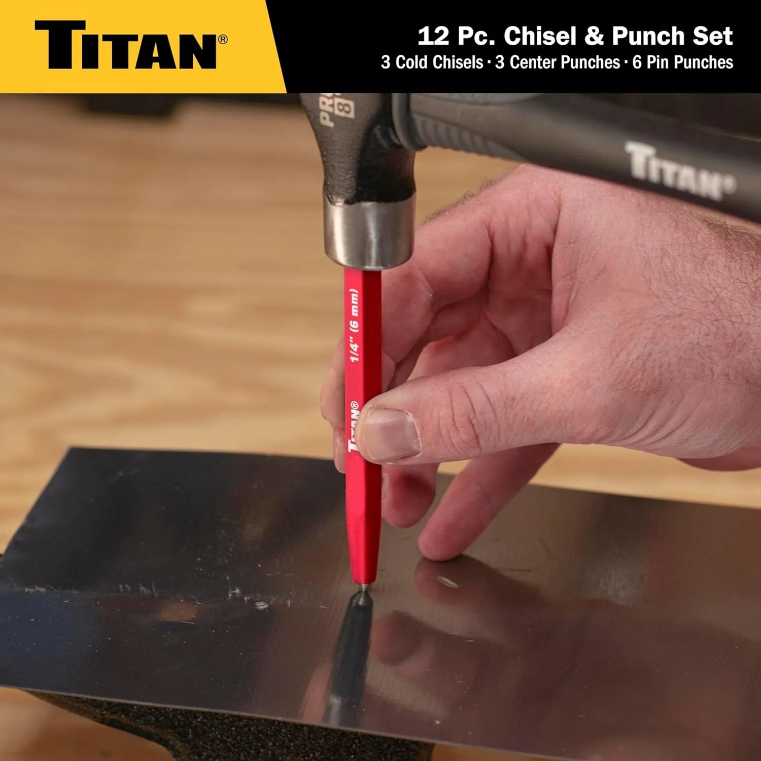 Titan 17080 12-Piece Chisel & Punch Set