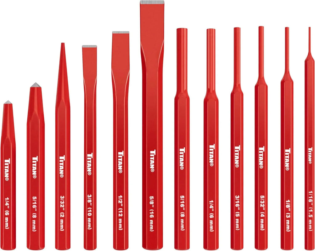 Titan 17080 12-Piece Chisel & Punch Set