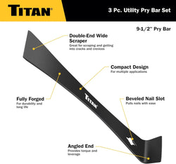 Titan 17121 3-Piece Utility Pry Bar Set