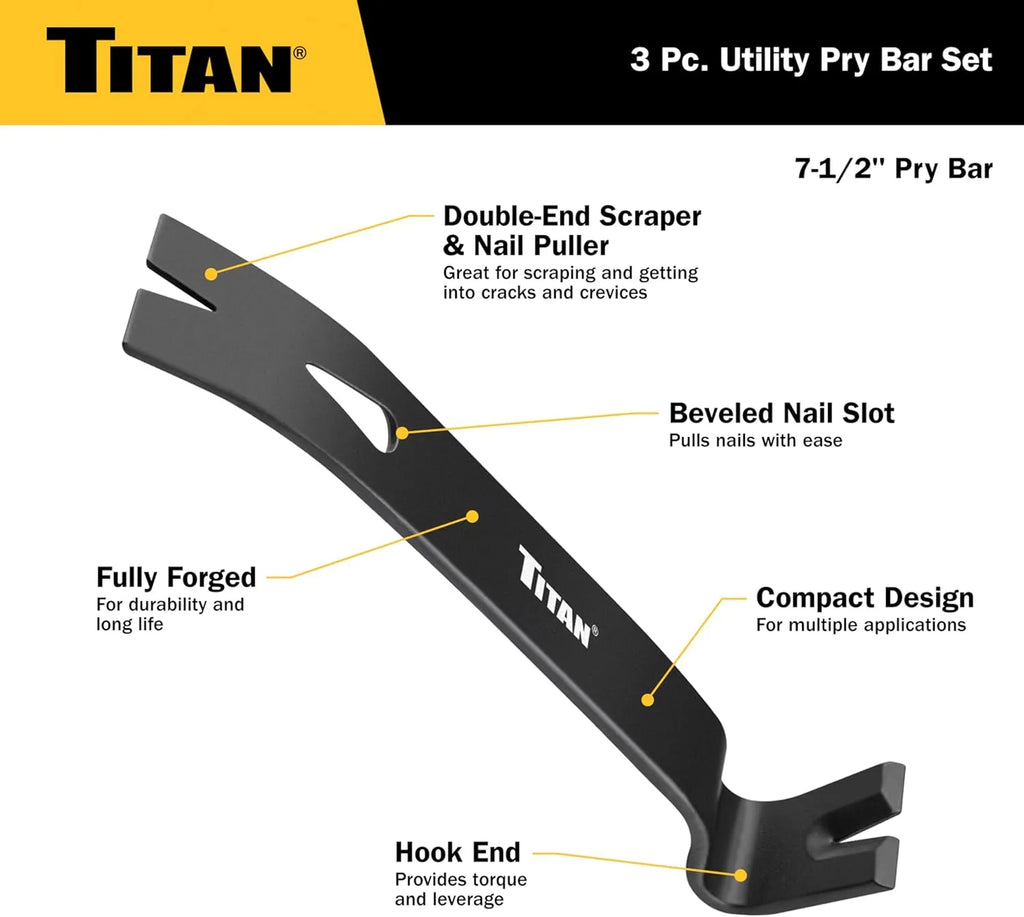 Titan 17121 3-Piece Utility Pry Bar Set