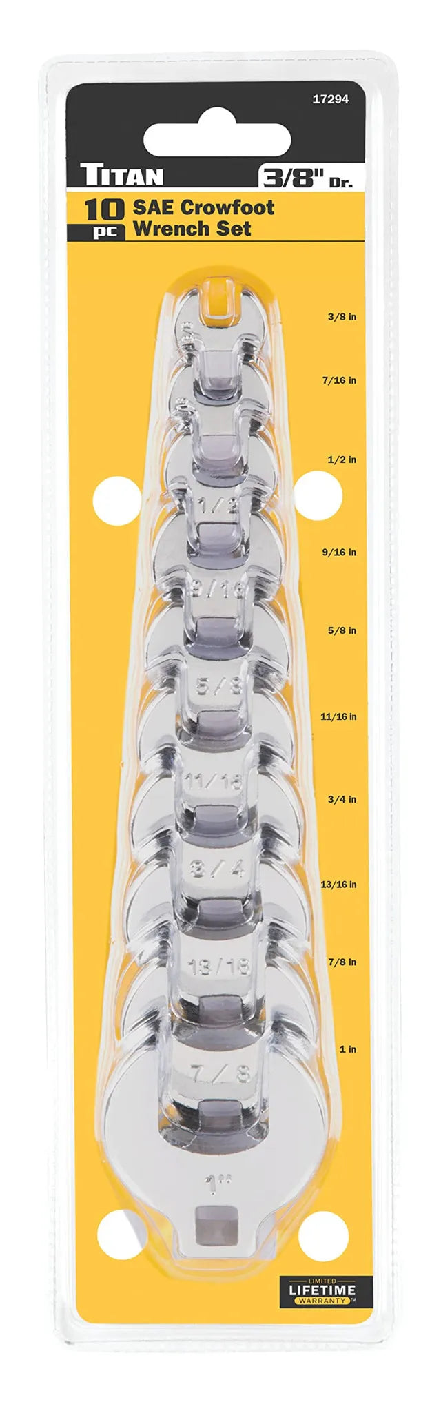 Titan 17295 10-Piece 3/8-Inch Drive Metric Crowfoot Wrench Set