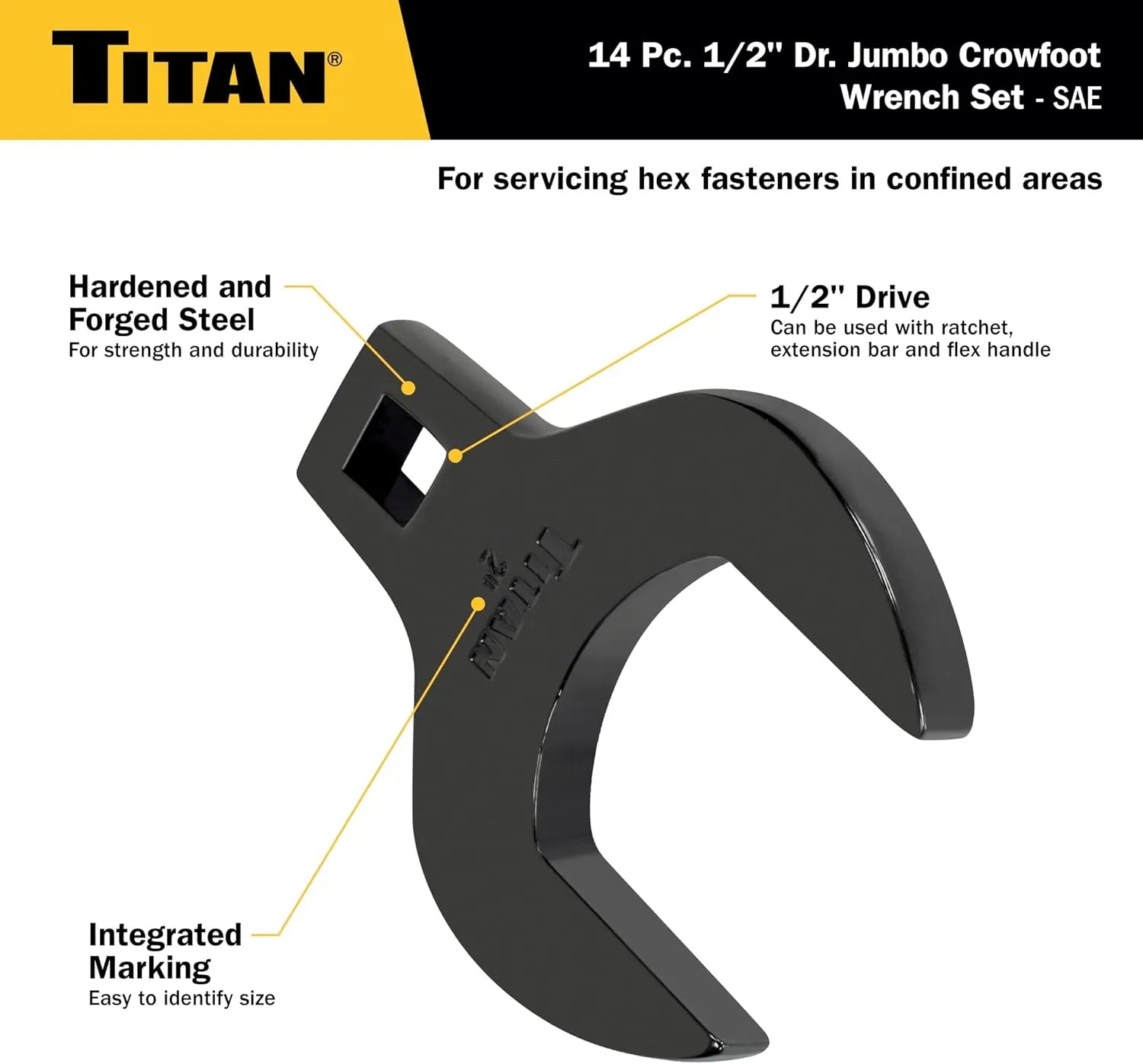 Titan 61202 1/2 in. Drive Spring-Loaded Crowfoot Wrench