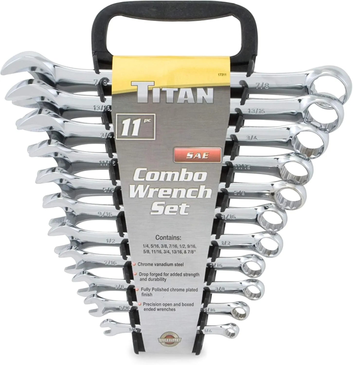 Titan 17311 11-Piece SAE Polished Combination Wrench Set