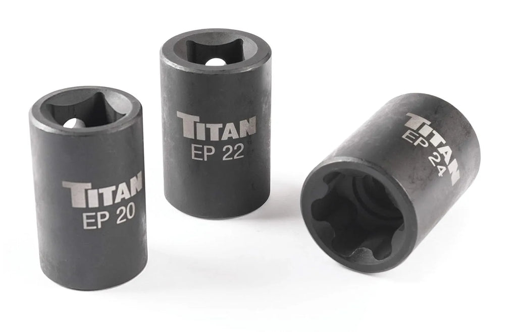 Titan 17414 3-Piece 1/2" Drive External Torx Plus Impact Sockets