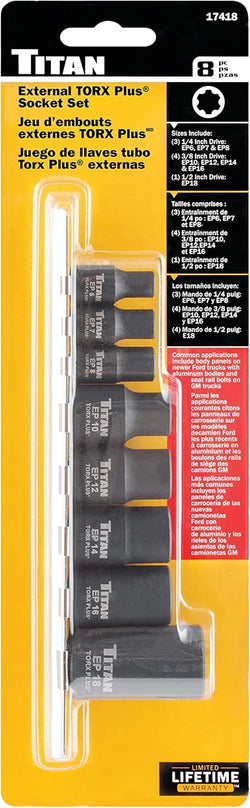 Titan 17418 8-Piece External TORX Plus Socket Set