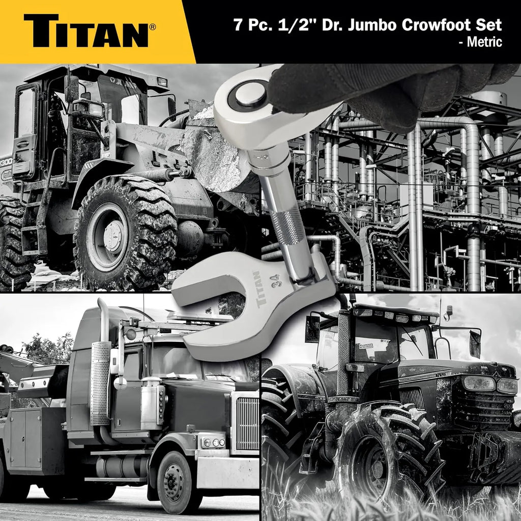 Titan 17670 7-Piece 1/2-Inch Drive Metric Jumbo Crowfoot Wrench Set