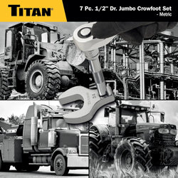 Titan 17670 7-Piece 1/2-Inch Drive Metric Jumbo Crowfoot Wrench Set