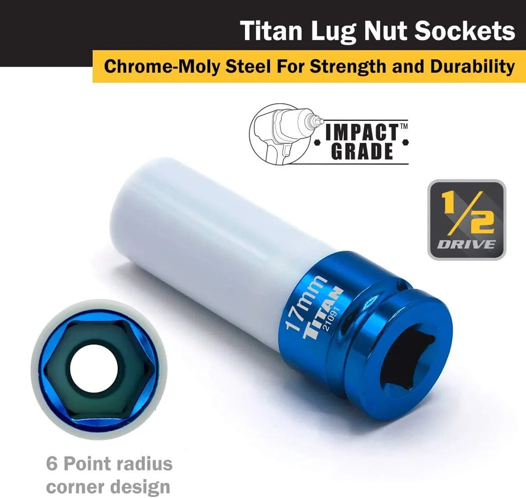 Titan 21091 17 mm 1/2 in. Drive Non-Marring Lug Nut Socket