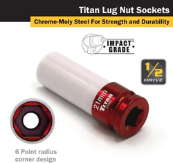 Titan 21093 21 mm 1/2 in. Drive Non-Marring Lug Nut Socket