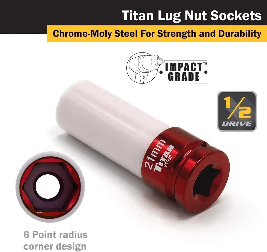 Titan 21093 21 mm 1/2 in. Drive Non-Marring Lug Nut Socket
